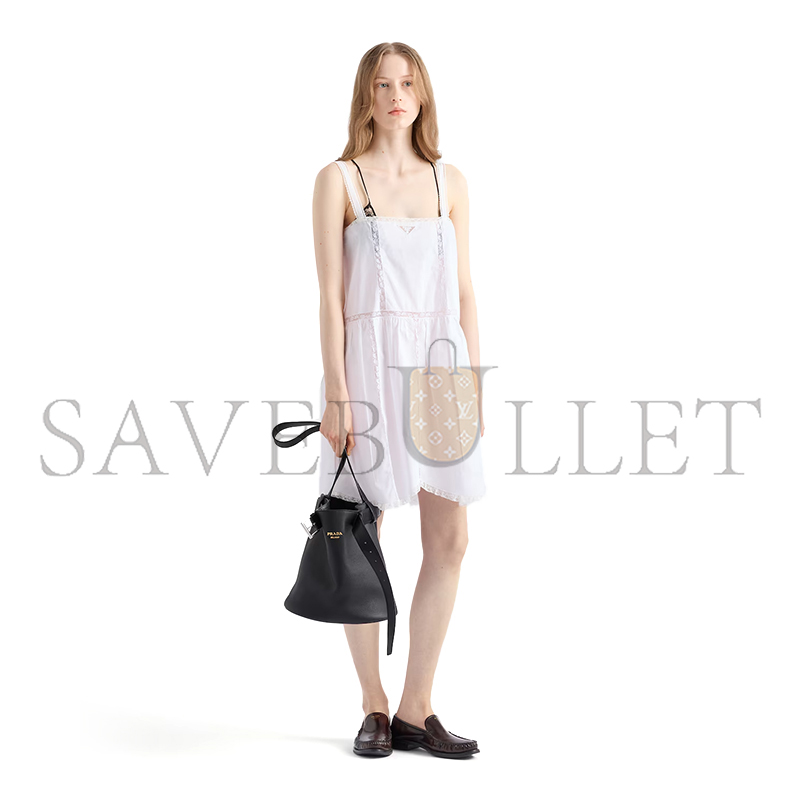 PRADA BUCKLE LEATHER BUCKET BAG WITH BELT 1BE085 (29*26.5*18cm) PRADA BUCKLE LEATHER BUCKET BAG WITH BELT 1BE085 (29*26.5*18cm)